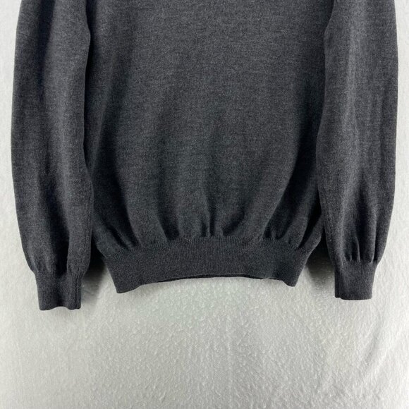 Viyella Sweater Men's M Dark Gray 100% Merino Wool Long Sleeves V Neck Pullover - Picture 7 of 11